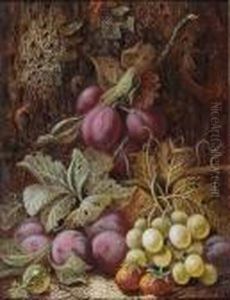 Plums, Green Grapes, Strawberries And A Gooseberry