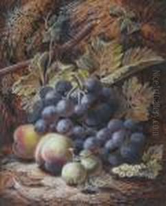 Black Grapes, Peaches, Greengages And Whitecurrants Against A Mossy Bank Black Grapes, Peaches, Greengages And Whitecurrants Against A Mossy Bank