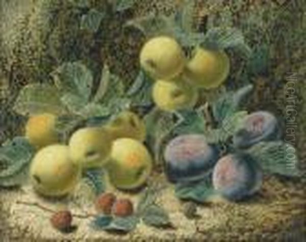 Stillleben Mit Pflaumen, Apfeln Und Himbeeren - view 1