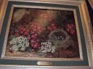 Still Life Of Flowers And A Birds Nest With Eggs by Oliver Clare