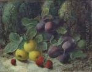 Still Life With Apples, Plums And Strawberries by Oliver Clare