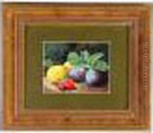 Fruit Arranged Under Leafy Branches by Oliver Clare