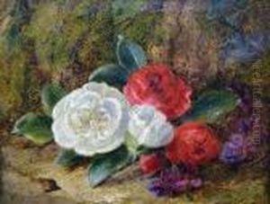 Still Life Of Flowers And Fruit On A Mossy Bank