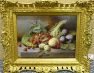 Still Life Of Raspberries In A Cabbage Leaf, With Other Fruit Nearby Still Life Of Raspberries In A Cabbage Leaf, With Other Fruit Nearby