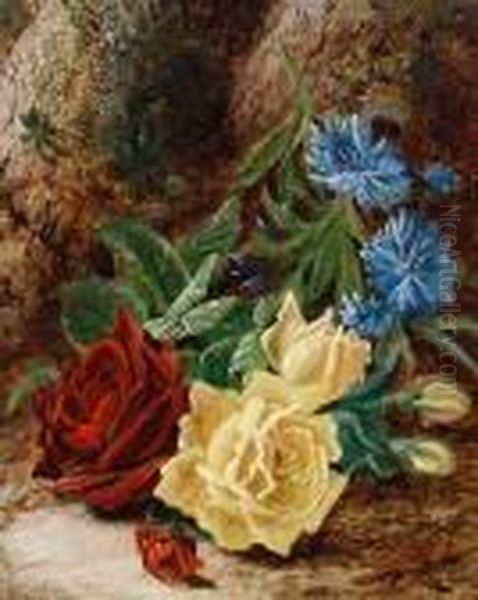 Still Life Of Roses And Cornflowers - view 1