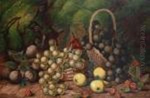 Still Life Of Fruit On A Mossy Bank by Oliver Clare