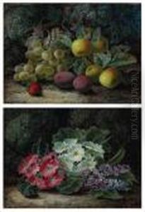 Primroses And Lilac; Grapes, Apples, Plums Anda Strawberry Primroses And Lilac; Grapes, Apples, Plums Anda Strawberry