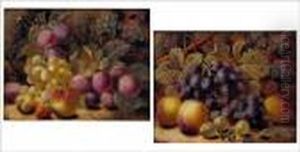 Pair Of Still Lifes With Fruit by Oliver Clare