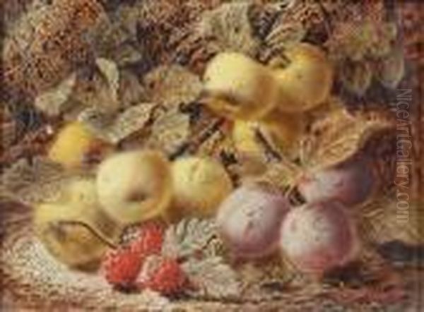 Apples, Plums And Raspberries On A Mossy Back - view 1