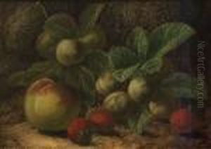 Still Life With Peach, Greengages And Strawberries