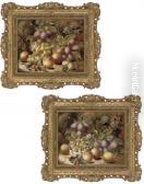 Plums, Gooseberries, Apples, 
Raspberries And Pear On A Mossy Bank; And Grapes, Plums, Apples And 
Greengages On A Mossy Bank - view 1