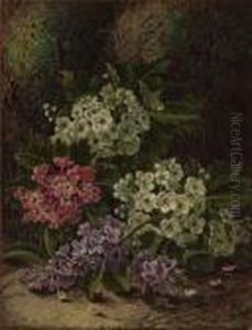 Still Life Of Plums On A Bank, Still Life Of Lilac And Other Blooms, '96