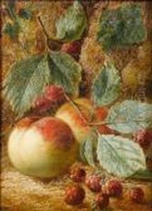 Still Life Of Primroses; Still Life Of Fruit by Oliver Clare