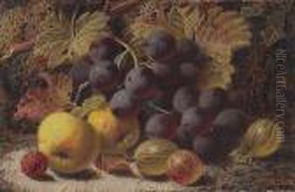 A Still Life With Apples,
Grapes, Gooseberries And A Raspberry; Also A Companion Painting (a Pair) - view 1