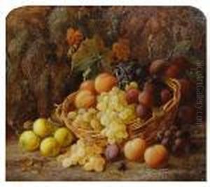 Peaches, Grapes And Plums In A Basket Withapples On A Mossy Bank Peaches, Grapes And Plums In A Basket Withapples On A Mossy Bank