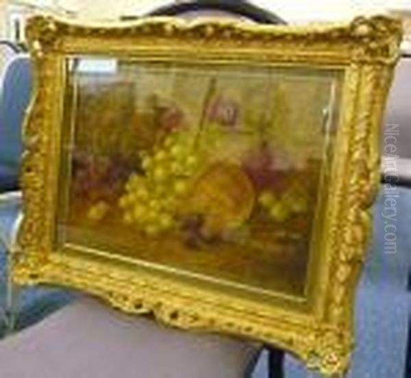 Still Life Study Of
Grapes In And Around A Basket - view 1