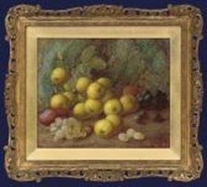 Greengages, Plums And Grapes On A Mossy Bank