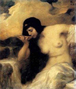 A Nymph Drinking At A Spring by Ferdinand Keller