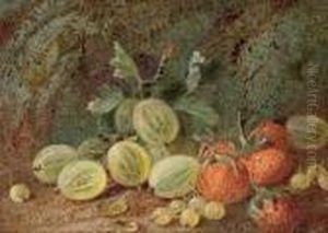 Primroses, Azaleas And May Blossom; And Gooseberries And Strawberries by Vincent Clare