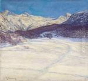 Winterlandschaft Bei St.moritz Mit Blick Auf Den Piz Languard by Maximilian Clarenbach