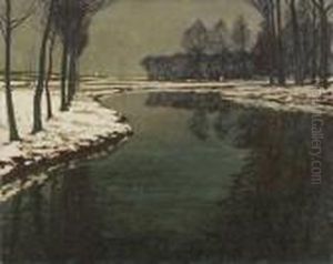 Winterlandschaft An Dererft by Maximilian Clarenbach