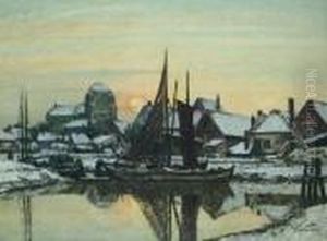 Verschneites Fischerdorf (veere).