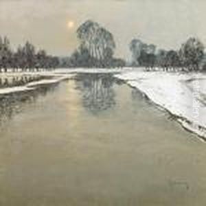 Winter Scenery With Forest Stream by Maximilian Clarenbach