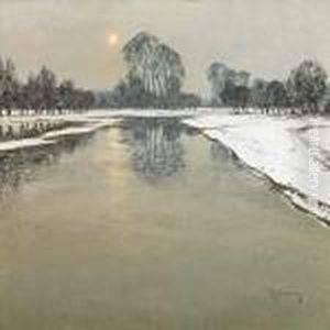 Winter Scenery Withforest Stream by Maximilian Clarenbach