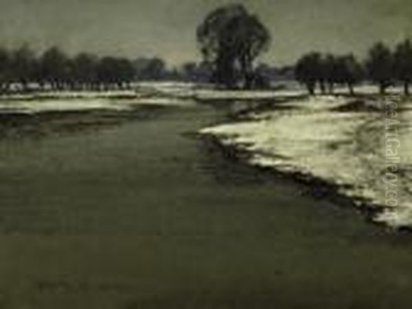 Winter On The Erft. Signed Bottom Right: M. Clarenbach - view 1