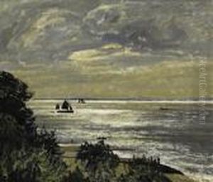 Hamburg. On The Banks Of The 
Elbe In Blankenese. Twilight. Signed Bottom Right: M. Clarenbach