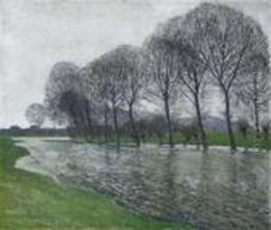 After The Thaw In The Erftauen. Signed Lower Left: M. Clarenbach by Maximilian Clarenbach