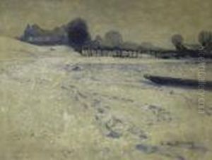 Snowlandscape Near Wittlaer. Signed Bottom Right: M. Clarenbach by Maximilian Clarenbach