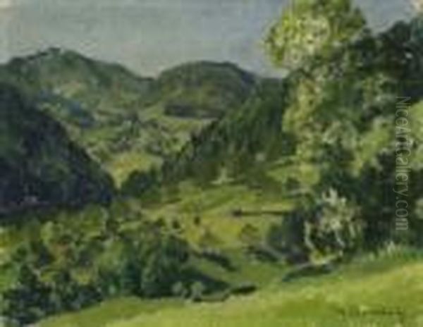 In Early Summer. View From A 
Knoll Onto The Foresty Rolling Hills. Signed Bottom Right: M. Clarenbach - view 1