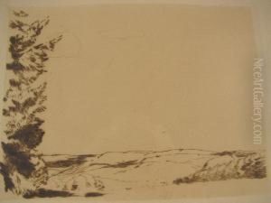 Clarenbach, German, -,'langeland', Sepia Etching L1zd4 by Maximilian Clarenbach