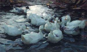 Ducks Feeding by Alexander Max Koester