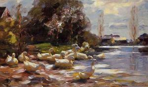 Ducks on a Riverbank on a Sunny Afternoon by Alexander Max Koester