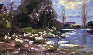 Twelve Ducks Setting Out by Alexander Max Koester