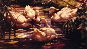Ducks in a Forest Pond by Alexander Max Koester