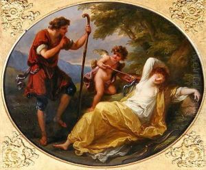 A Sleeping Nymph watched by a shepherd