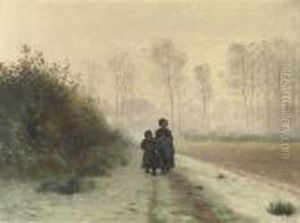 Deux Petites Filles: Two Little Girls On A Winter's Day by Emile Claus