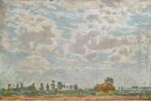 A Clouded Sky Above A Belgian Farmhouse by Emile Claus