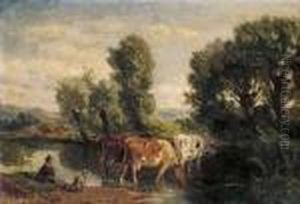 Junger Hirte Mit Seiner Herde. by Emile Claus