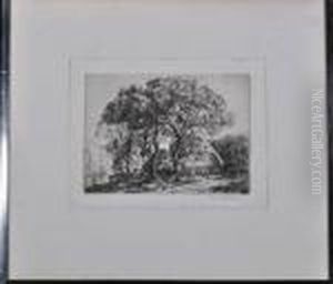 A Thatched Farmhouse Among Trees