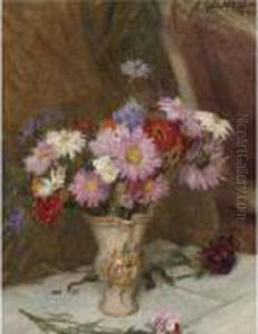 Still Life With Michaelmas Daisies And Cornflowers In A Jug