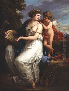 Erato the Muse of Lyric Poetry with a putto by Angelica Kauffmann