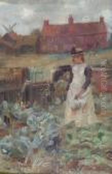 Young Girl In A Vegetable Patch - view 1