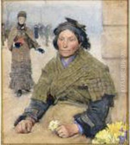 Flora, The Gypsy Flower Seller by George Clausen