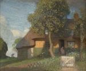 Clark's Cottage, Duton Hill, Essex, Evening by George Clausen