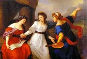 Self Portrait Hesitating Between The Arts Of Music And Painting 1791