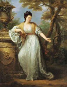 Portrait of Mrs. Mary Pocklington of Winthorpe Hall, Nottinghamshire, full-length, in a white dress with a red sash, holding a book in her left hand,
